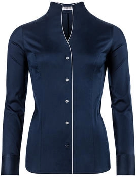 Vincenzo Boretti Klassische Bluse tailliert stretch dunkelblau