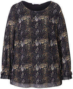 Mia Moda Druckbluse Mesh Alloverdruck weiter Langarm schilfgrün