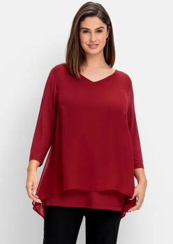 Sheego Blusenshirt Chiffon-Oberteil elegant V-Ausschnitt