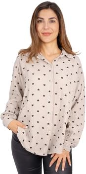 Seasons of April Hemdbluse Musselin Herz oversized taupe schwarz