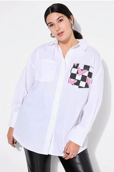Studio Untold Hemdbluse Boxy Shape Karo-Hearts Rücken-Print