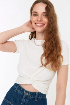 Trendyol Strickbluse Hemd weiß
