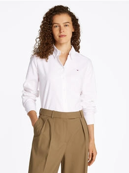 Tommy Hilfiger Oxford Relaxed Fit Shirt aufgestickter Flag optic white