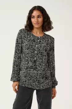 Kaffe Langarm-Bluse KApollie schwarz turteltaube