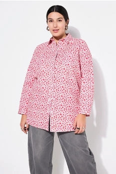 Studio Untold Longbluse Hemdbluse Boxy Shape Hearts-Print offwhite