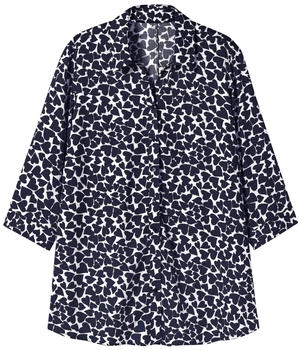 Sheego Bluse Herz-Alloverprint 4-Ärmel marine gemustert
