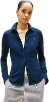 Tommy Hilfiger Langarmbluse "SLIM PIQUE" Baumwollmischung, slim fit