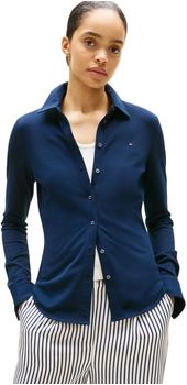 Tommy Hilfiger Hemdbluse aus Piqué dunkelblau