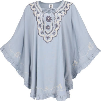 Guru-Shop Bestickter Poncho taubengra