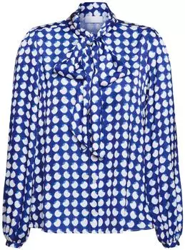 Rich & Royal Bedruckte Bluse Schleife recycelt mitternachtsblau
