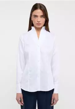 Eterna Bluse Jacquard Langarm weiß