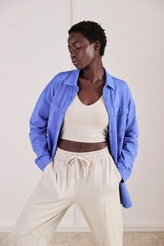Buffalo Blusenshirt Loungeshirt im Used-Look blau