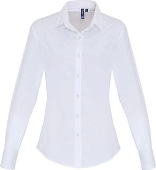 Premier Workwear Popeline Stretch Bluse langarm PR344 weiß