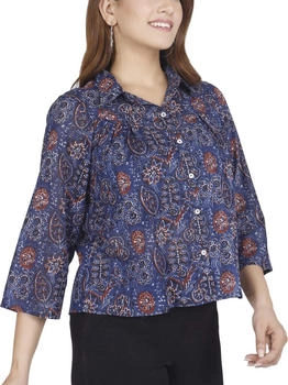 Guru-Shop Bohobluse luftig blau Baumwolle