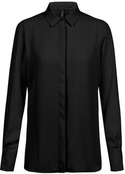 Greiff Chiffon-Bluse Langarm Kent Regular Fit schwarz