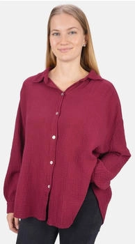 Seasons of April Musselinbluse Sasha 1-tlg Kurze Musselin Hemdbluse Knopfverschluss aus 100% Baumwolle bordeaux