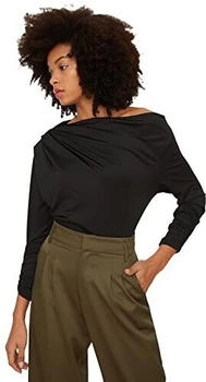 Trendyol Drapierte Gestrickte Bluse schwarz