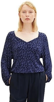 Tom Tailor Denim Damen T-Shirt Bluse Muster 1038371 navy blau