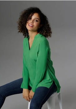 Aniston Longbluse extra-langen Manschetten grün