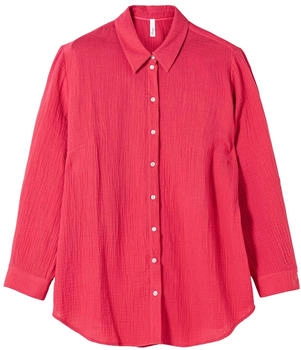 Sheego Musselin-Bluse Krempelärmel magenta