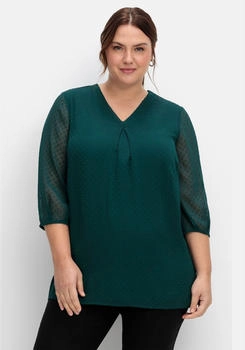 Sheego Tunika Chiffon-Ärmel Kellerfalte tiefgrün