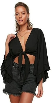 Trendyol Schwungrad Detaillierte Viskosebluse schwarz