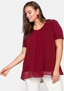Sheego Blusenshirt gelegten Falten rubinrot