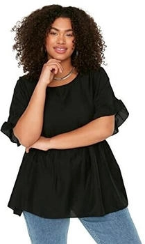 Trendyol Bluse Volant schwarz Übergröße