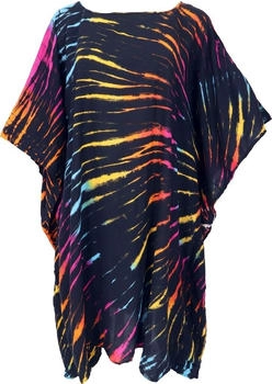 Guru-Shop Batik Kaftan Ibiza-Style Tunika Bluse schwarz Synthetisch
