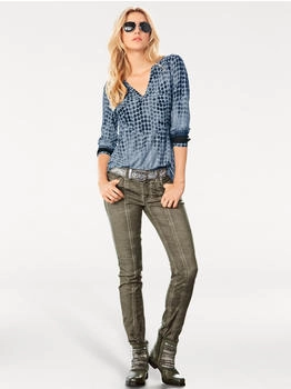 Heine Shirtbluse blau gemustert gepunktet 93601412