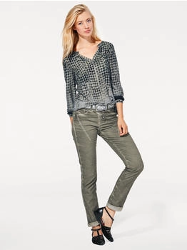 Heine Shirtbluse oliv gemustert gepunktet