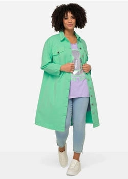 Angel of Style Sommerjacke Hemd Twill Hemdkragen Rückendruck grün