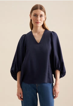 Seidensticker Krepp Shirtbluse blau schwarz 137121-0018
