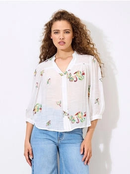 Apricot Bluse floraler Paisley-Stickerei apricot
