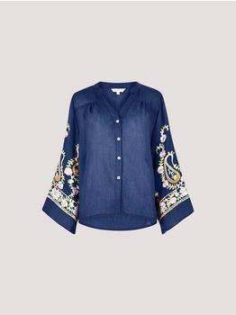 Apricot Paisley-Bluse Glockenärmeln apricot