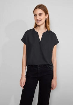 Street One Kurzarmbluse aus Viskose schwarz black