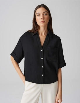 Opus Kurzarmbluse FIORA Loose Crinkle-Look schwarz