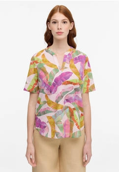 Eterna Bluse rosa Leinwandgewebe Kurzarm