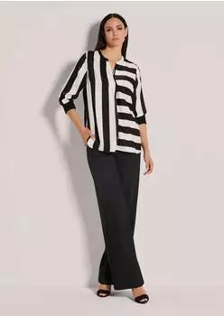 Madeleine Tunika-Bluse 4-Ärmeln schwarz wollweiß