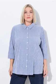 Ulla Popken Bubble-Bluse Streifen Hemdkragen 4-Arm kobaltblau