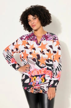 Angel of Style Satinbluse Tunika Mustermix-Druck Tunika-Ausschnitt