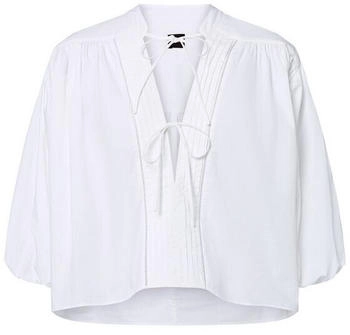 Hugo Boss Relaxed-Fit Bluse aus Baumwoll-Popeline mit Ausschnitt zum Binden - Style C_Bales 50552766 Weiß