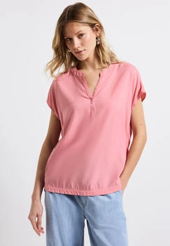 Street One Kurzarmbluse Split Neck blush peach