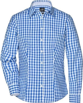 James & Nicholson Karo Bluse JN616 royal weiß