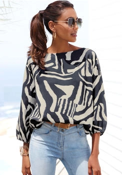 Lascana Bluse creme ultramarinblau