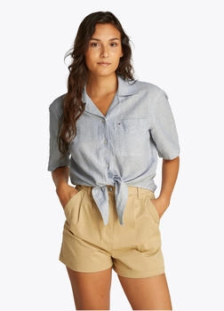 Tommy Hilfiger Linen Cropped Shirt (DW0DW20286) colorado blue/stripes