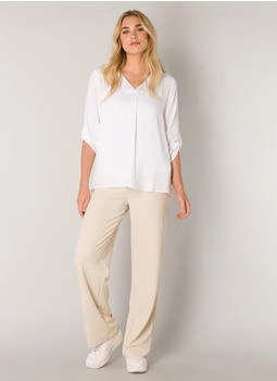 Base Level Shirtbluse V-Ausschnitt weiß