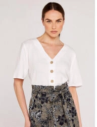 Apricot Klassische Bluse Half Sleeve Button Detail Top Knopfleiste