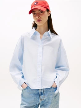 Tommy Hilfiger Cropped Fit Hemdbluse hellblau