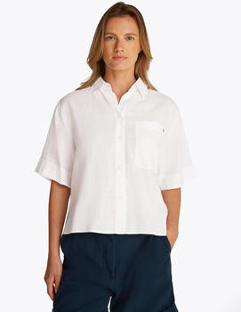 Tommy Hilfiger Hemdbluse aus Leinen weiß